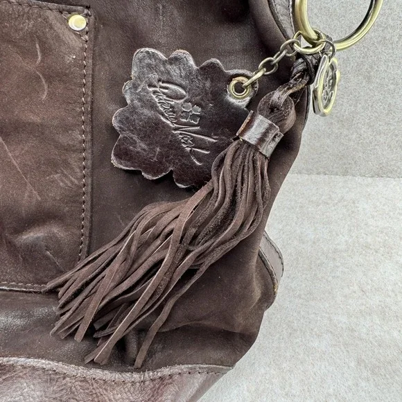 Patricia Nash Bag Womens Medium Dark Brown Suede Bucket Drawstring Fringe - Picture 6 of 16